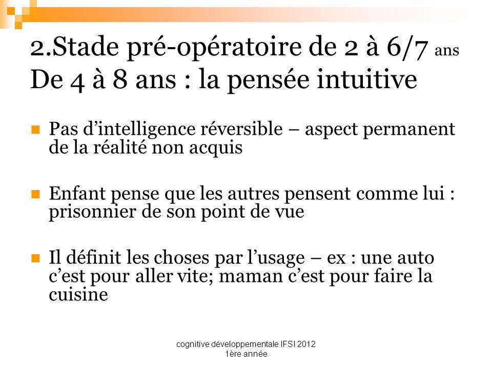 Le d veloppement cognitif de l enfant selon Piaget ppt t l charger